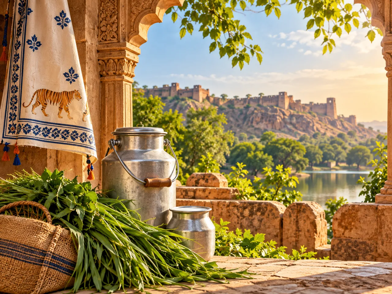 Ranthambore-inspired dairy heritage scene